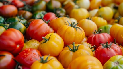 Assorted Fresh Tomatoes in Vibrant Red and Yellow Hues