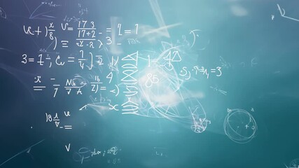 mathematical formulas and geometric figures on the background. Concept: science, education and algebra - Powered by Adobe