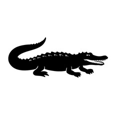Crocodile Black Silhouette Vector Art Illustration