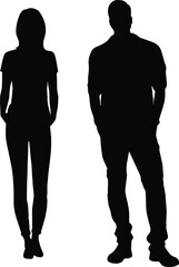 Man and woman silhouette, couple standing silhouette
