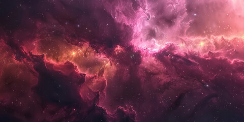 Fototapeta premium A beautiful nebula in space with stars and galaxies, set against a dark background, in a detailed and colorful manner.