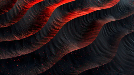 Black and red sand texture with wave swirl, modern texture. Banner background panorama for web design template, greeting card background and place for text.