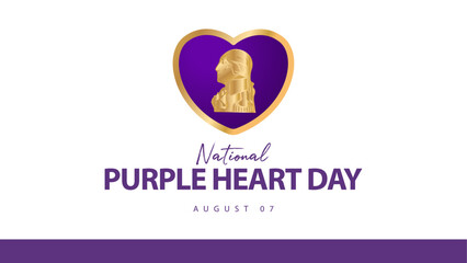 National purple heart day. Vector illustration of purple heart symbol. Suitable for banner, web, social media, greeting card etc.