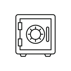 Bank safe box icon. Outline symbol closed safe. Vault pictogram. Vector illustration.
