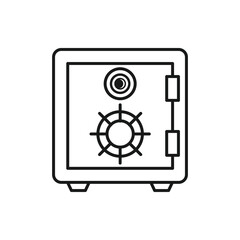 Bank safe box icon. Outline symbol closed safe. Vault pictogram. Vector illustration.Web