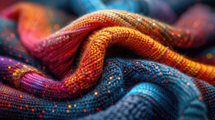 Fototapeta premium Textile Fabric with Vibrant Pattern and Soft Texture - Detailed Close-Up