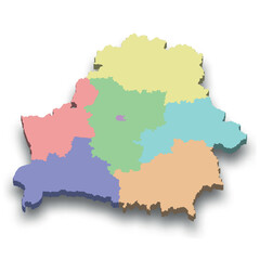 3d isometric colored map of Belarus