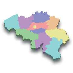 Fototapeta premium 3d isometric colored map of Belgium