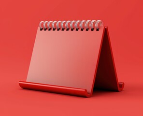 Red Desk Calendar Mockup on Red Background