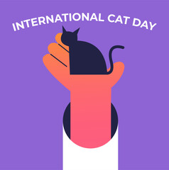 International cat day. Template for background, banner, card, poster with text inscription. Flat vector illustration.