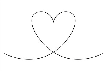 Heart continuous one line art drawing color shape Love sign outline Vector illustration