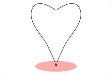 Heart continuous one line art drawing color shape Love sign outline Vector illustration
