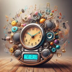 256 46 A clock and a music player blended into a time based musi