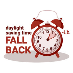 Fall Back, change clock back one hour. Daylight Saving Time.Autumn Fall Back 1 h.