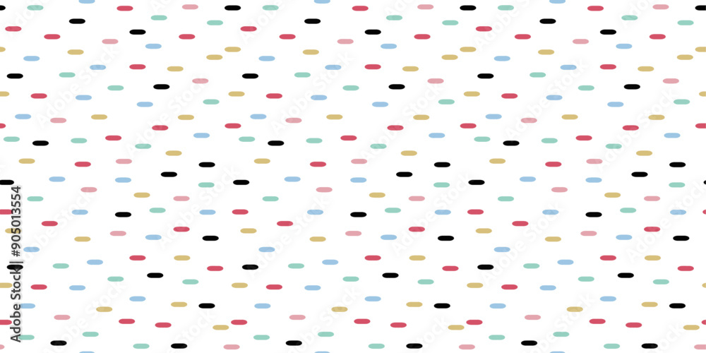 Poster Seamless identical and multi-colored dashes. Vector pattern of colored dashes.