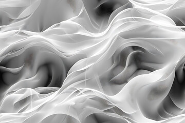 Fototapeta premium Seamless texture featuring abstract white waves and black dots connected by lines, creating a futuristic and intricate design