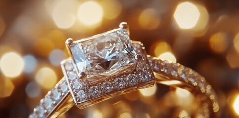 Diamond Engagement Ring Macro Photography suitable for business background, posters, wallpapers, banners, greeting cards, and advertising for business entities or brands