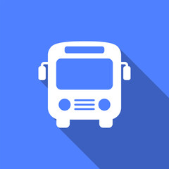 Bus stop icon with long shadow. Public transport concept