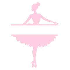A pink silhouette of a ballerina in a tutu performing a dance pose