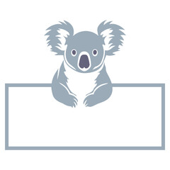 A gray koala sitting in a white frame