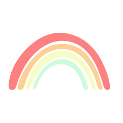 A colorful rainbow with vibrant shades of pink, orange, yellow, and green against a white background