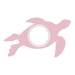 A pink sea turtle silhouette monogram