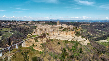 aerial view of the famous Civita di Bagnoregio