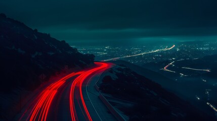 Fototapeta premium A long exposure shot of a highway at night