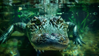 Fototapeta premium Majestic predator capturing the power and beauty of the crocodile in its aquatic environment