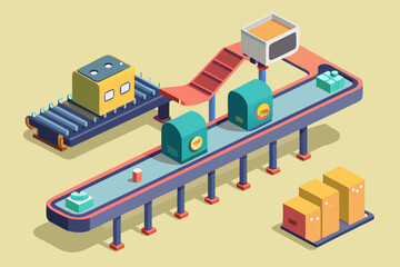 Conveyor Belt System vector illustration