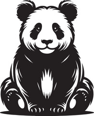 Panda Silhouette isolated on white background Minimalist panda flat vector shape icon