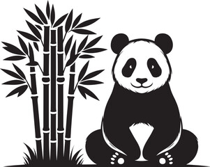 Panda Silhouette isolated on white background Minimalist panda flat vector shape icon