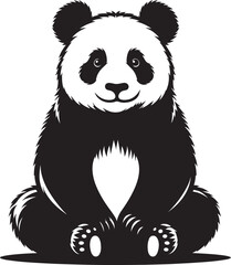 Panda Silhouette isolated on white background Minimalist panda flat vector shape icon