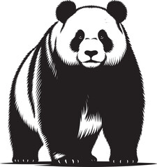 Panda Silhouette isolated on white background Minimalist panda flat vector shape icon