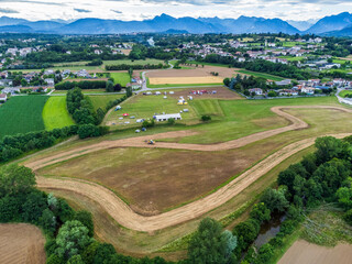 Fototapeta premium Circuit and autocross race from above.