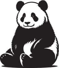 Panda Silhouette isolated on white background Minimalist panda flat vector shape icon