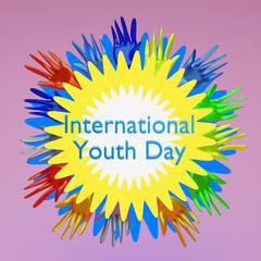 International Youth Day illustration. 3d render.