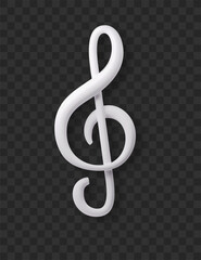 Obraz premium Treble clef vector icon isolated. Realistic white 3d vector.