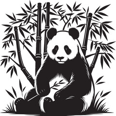 Panda Silhouette isolated on white background Minimalist panda flat vector shape icon © Md Hasan