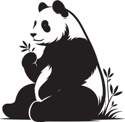 Panda Silhouette isolated on white background Minimalist panda flat vector shape icon