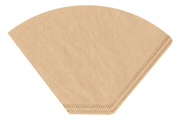 brown unbleached paper coffee filter bag on transparent background