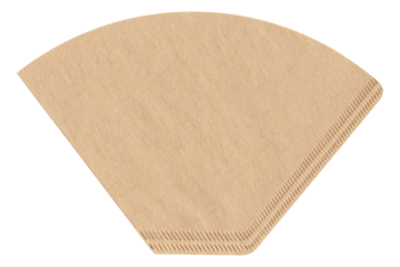 brown unbleached paper coffee filter bag on transparent background