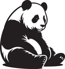 Panda Silhouette isolated on white background Minimalist panda flat vector shape icon