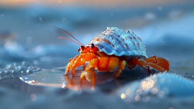 Marine Hermit Crab on Shore at Twilight