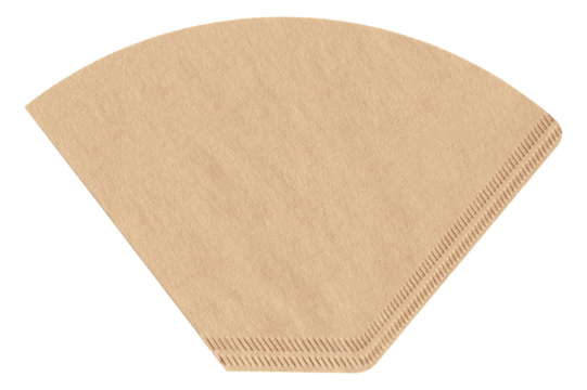 brown unbleached paper coffee filter bag on transparent background