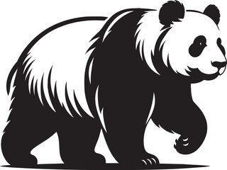Panda Silhouette isolated on white background Minimalist panda flat vector shape icon
