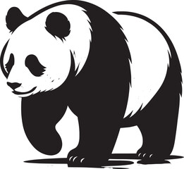 Panda Silhouette isolated on white background Minimalist panda flat vector shape icon