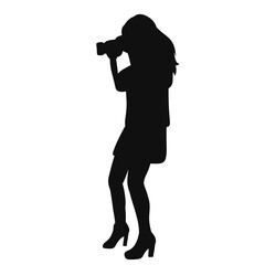 woman taking photo silhouette, on white background vector