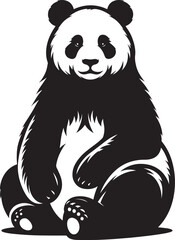 Panda Silhouette isolated on white background Minimalist panda flat vector shape icon
