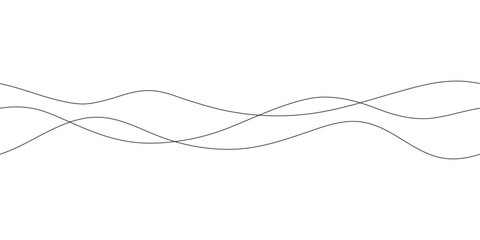 Line curve wave, seamless abstract pattern. Wavy striped graphic background. Calm, still water of sea, river, ocean, swimming pool. Line art template. Vector outline illustration